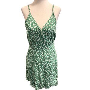 Reformation Thora Dress SZ M Wrap Mini Dress Green White Boho Summer